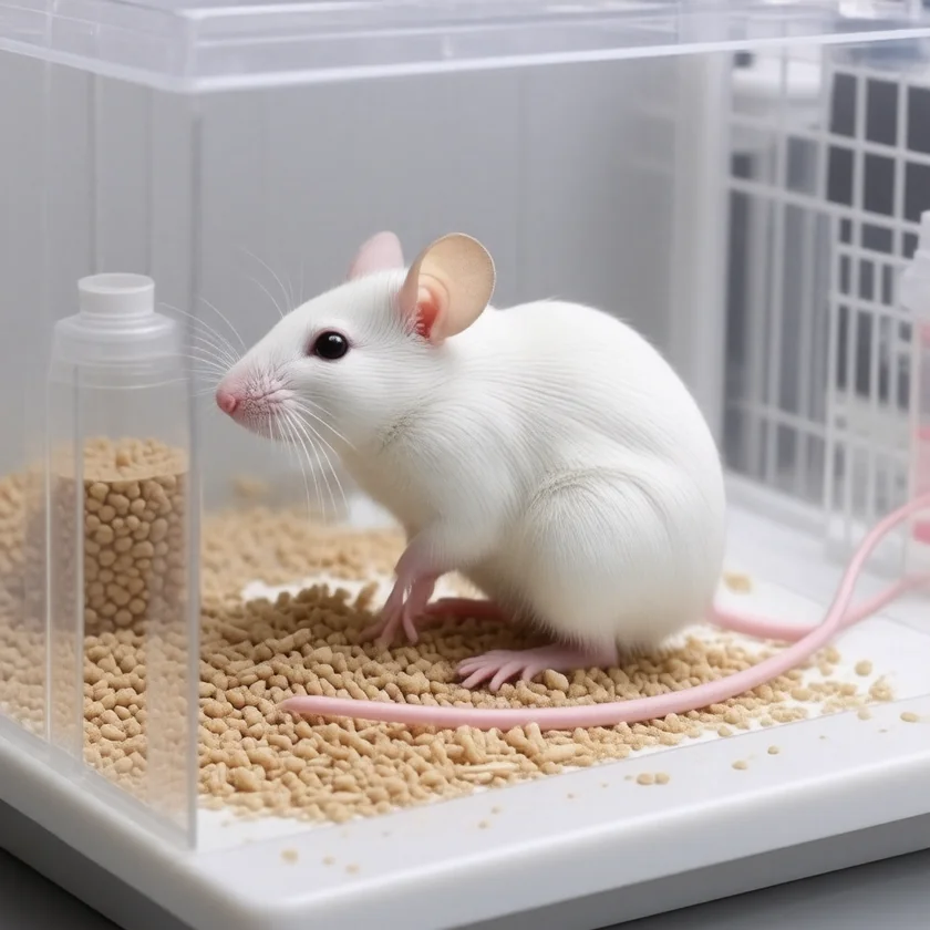 A laboratory mouse, as used in autism model studies