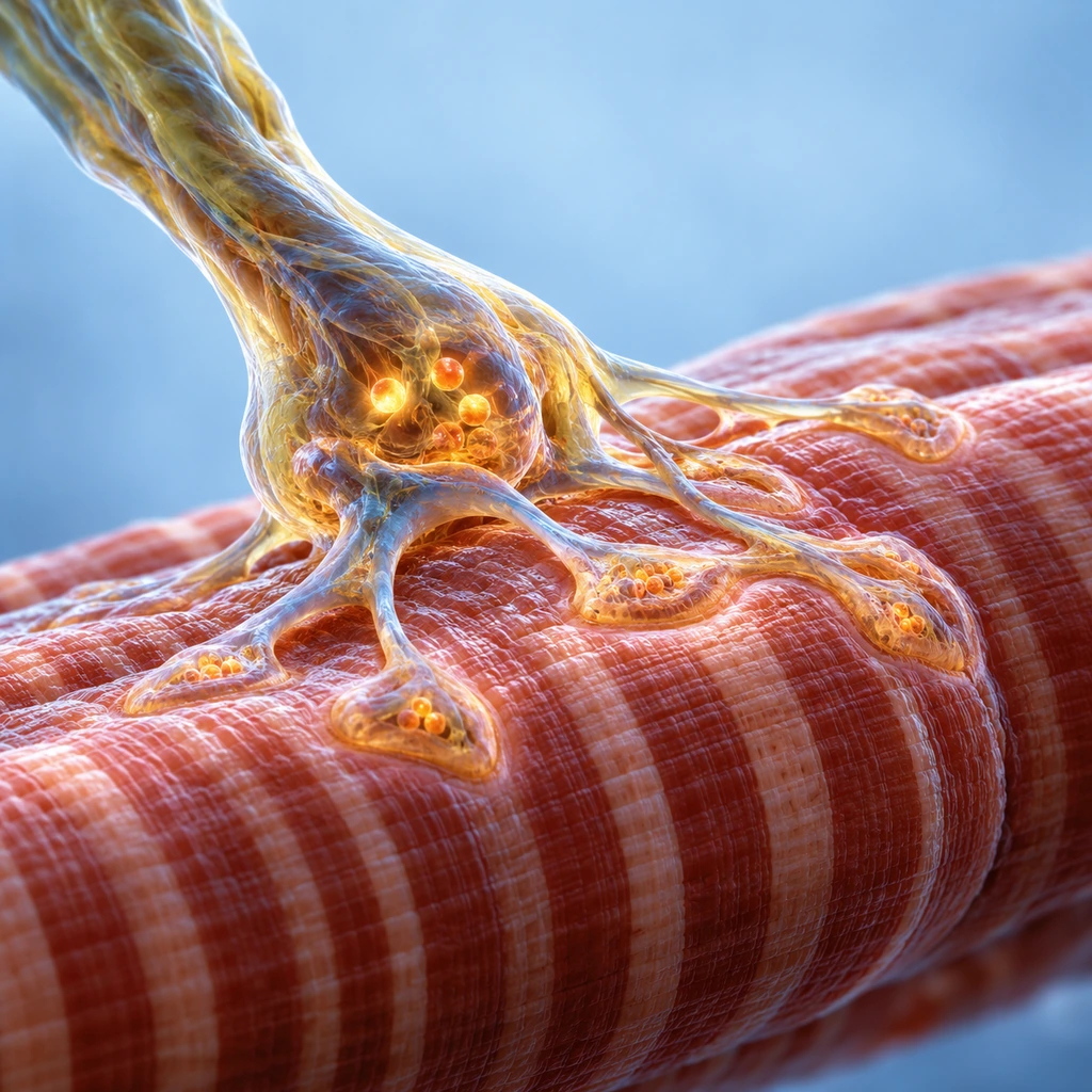 Motor nerve ending on a striated muscle fibre