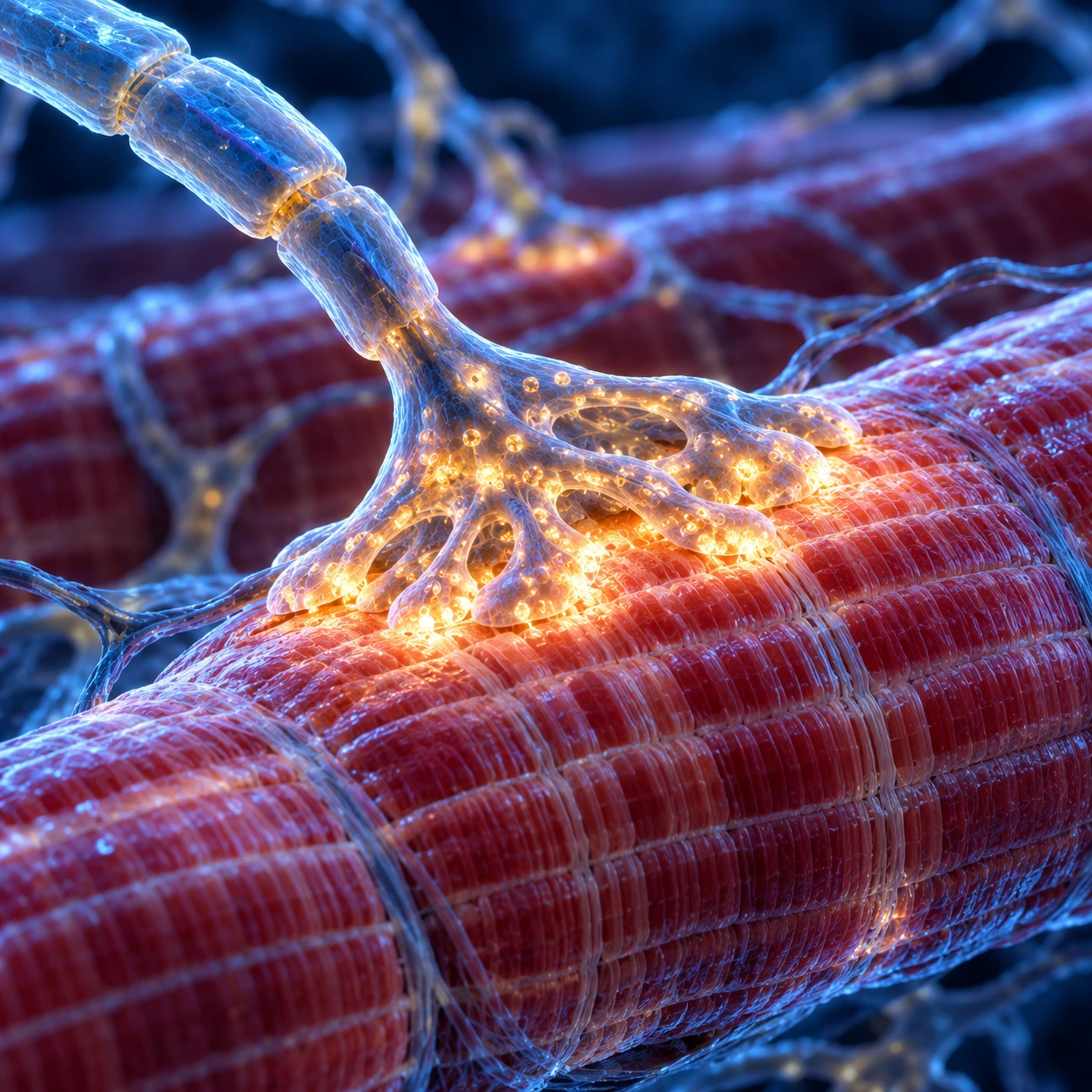 Striated muscle fibre with a nerve ending