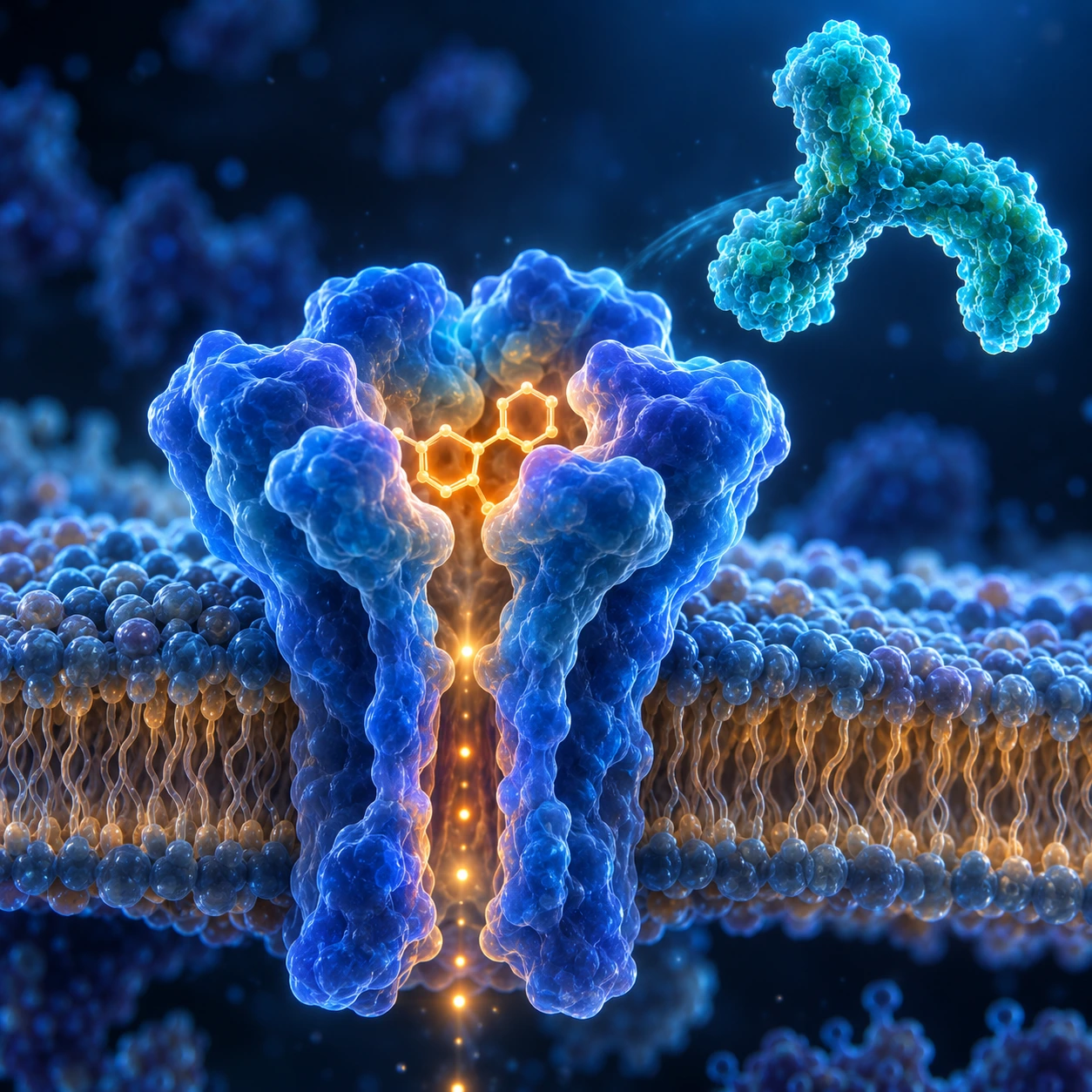 Nicotine seated in a receptor with a three-finger toxin outside