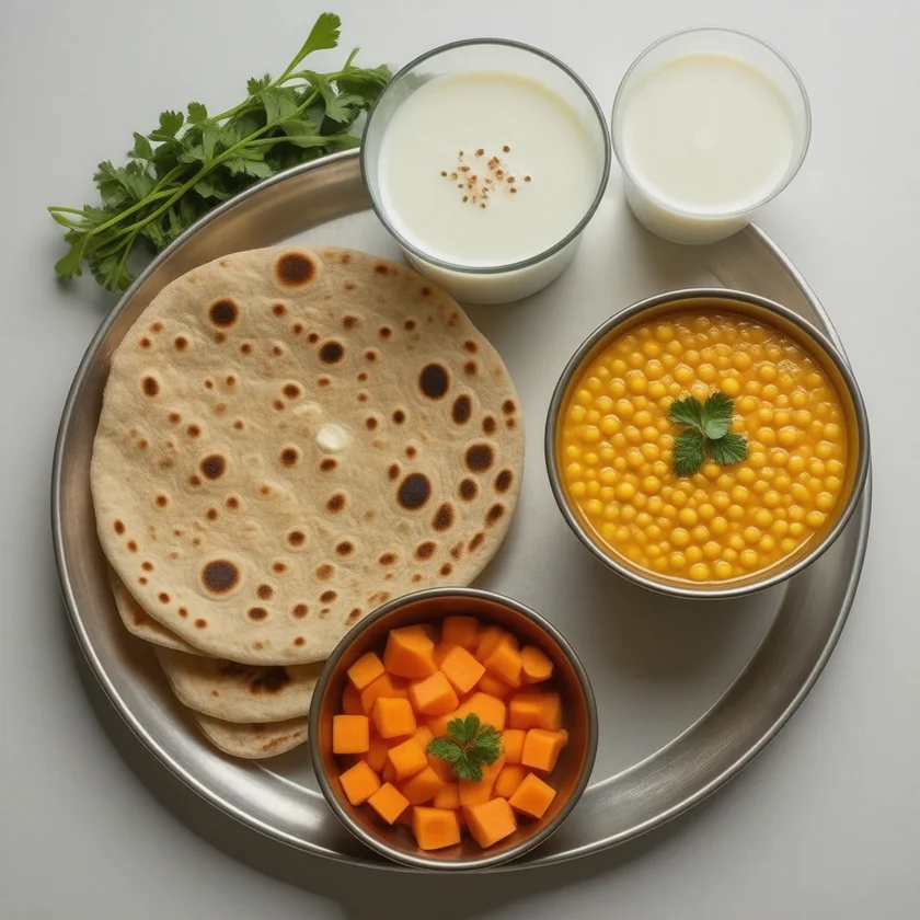 Whole wheat chapatis, dal, butter, milk and vegetables: the Sikh diet