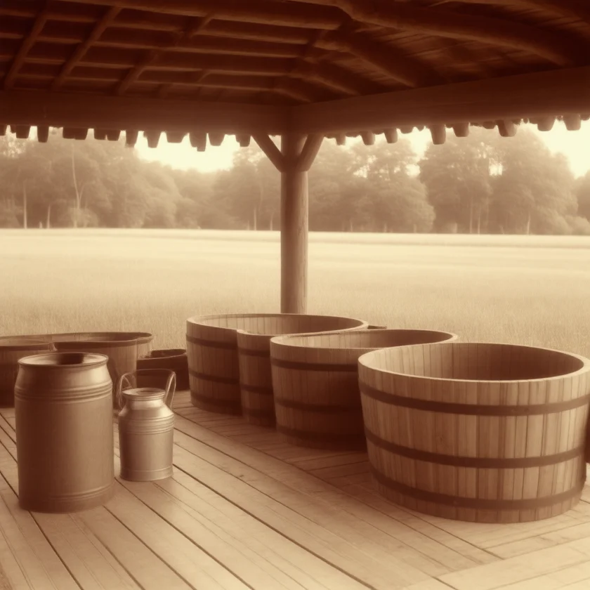 Tubs and watering cans of early hydrotherapy