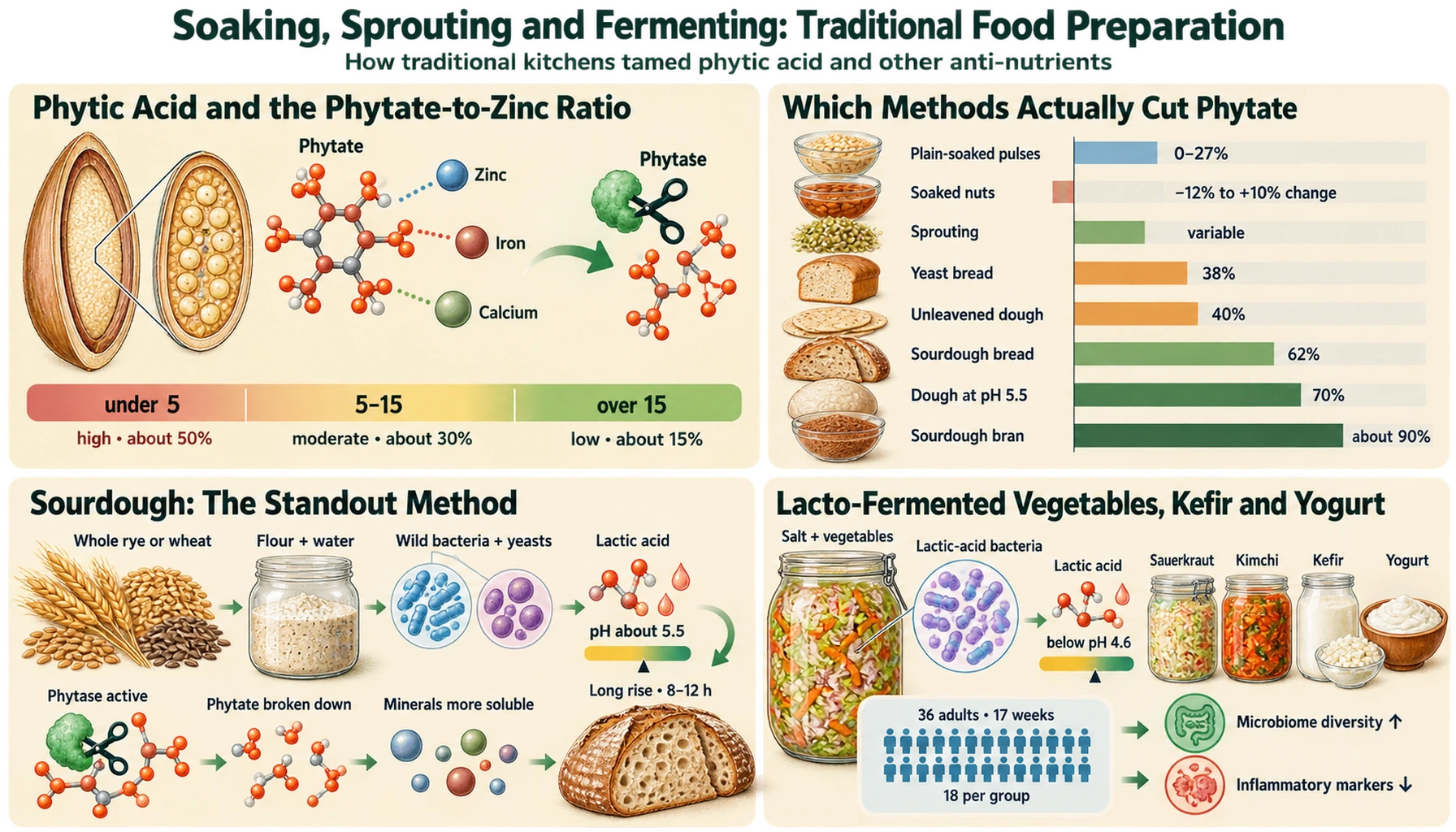 Soaking, Sprouting and Fermenting: Traditional Food Preparation — scientific infographic poster