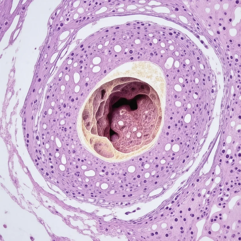 A coronary artery narrowed by plaque
