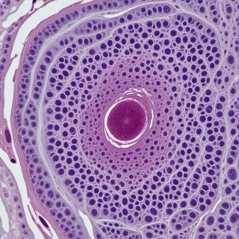 An inflamed small artery, as seen in vasculitis
