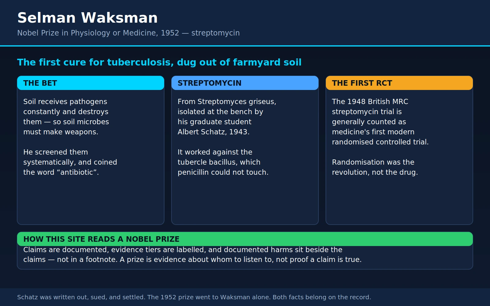 Selman Waksman — scientific infographic poster