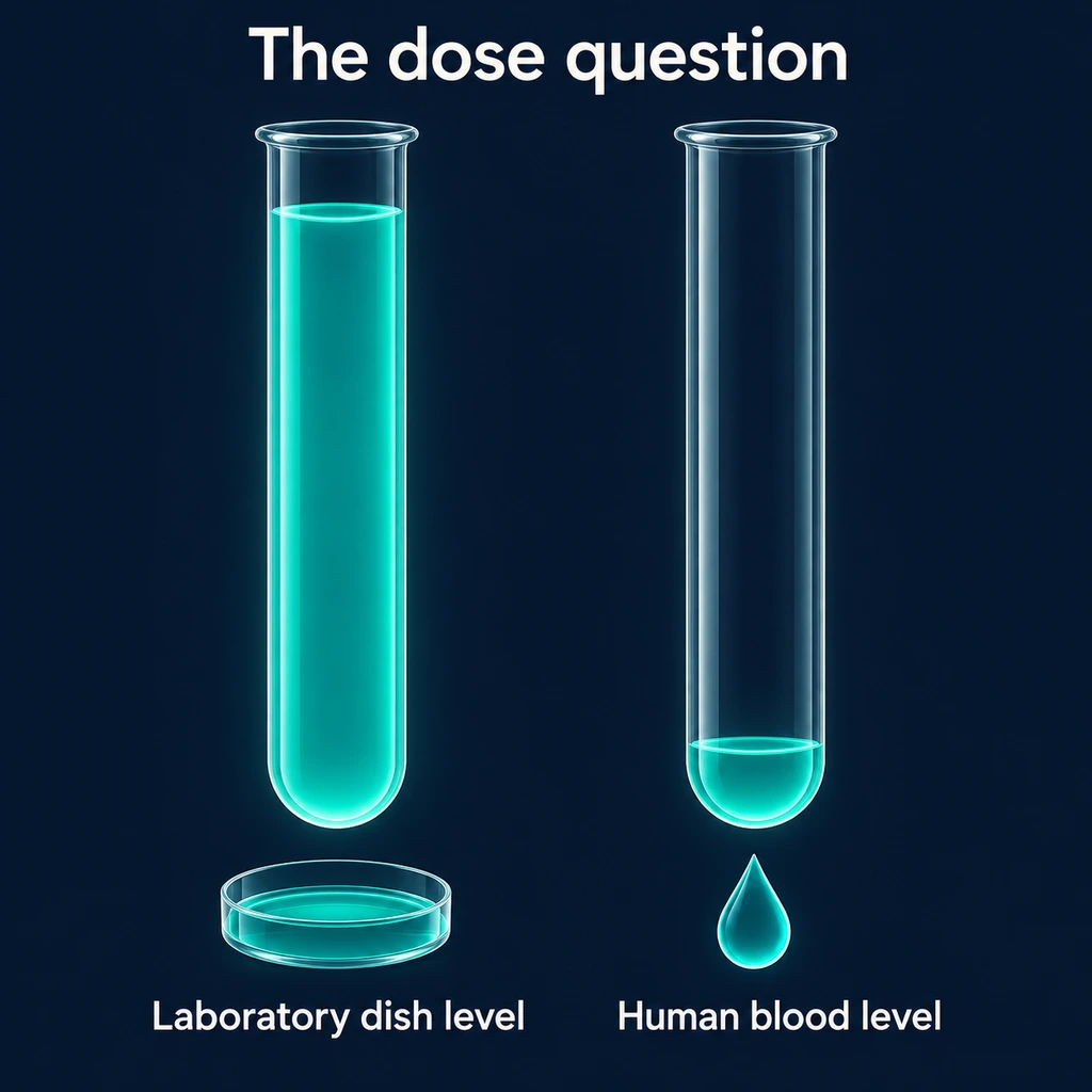 Infographic comparing a full test tube for the laboratory dish with a nearly empty one for blood