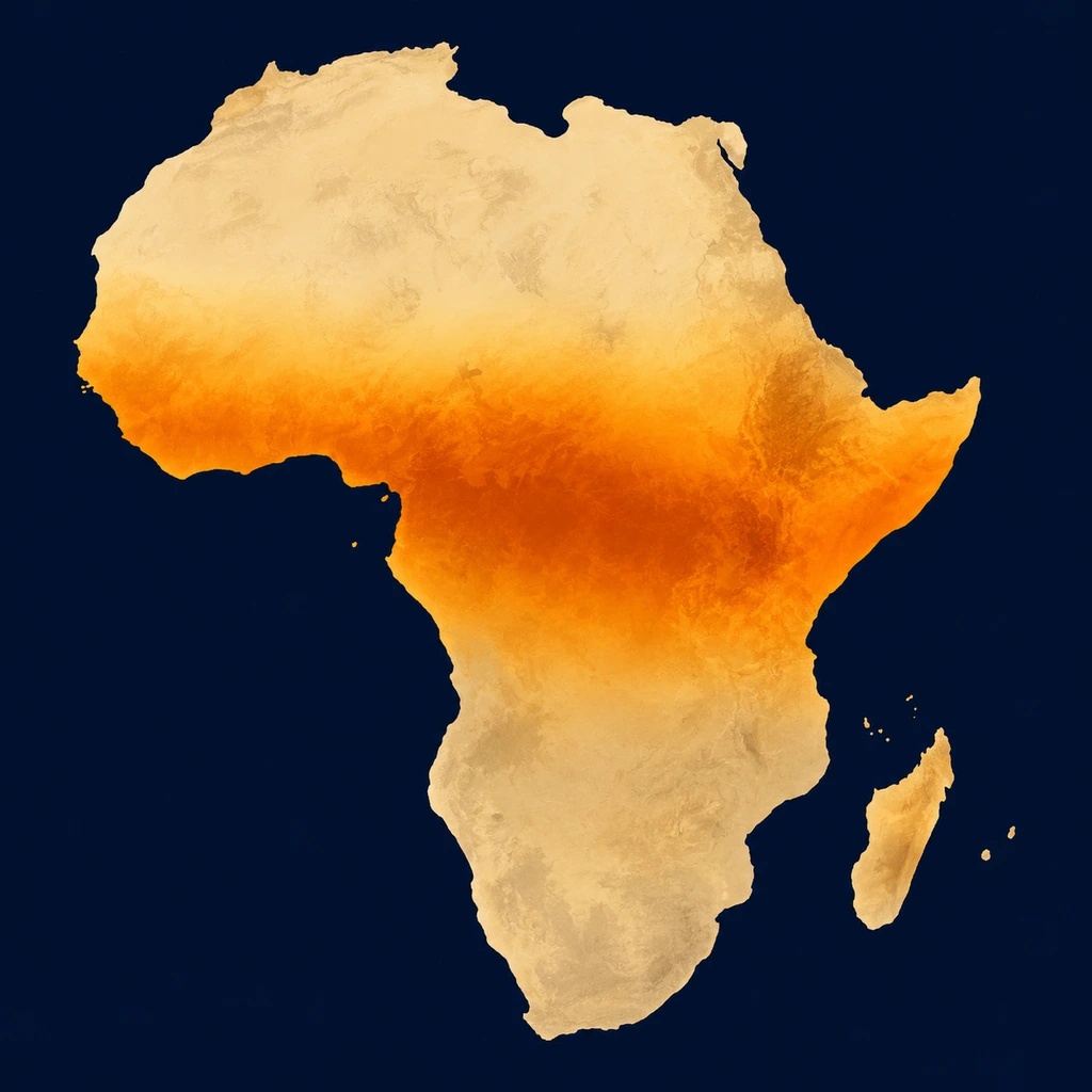 Map of Africa with the equatorial belt shaded