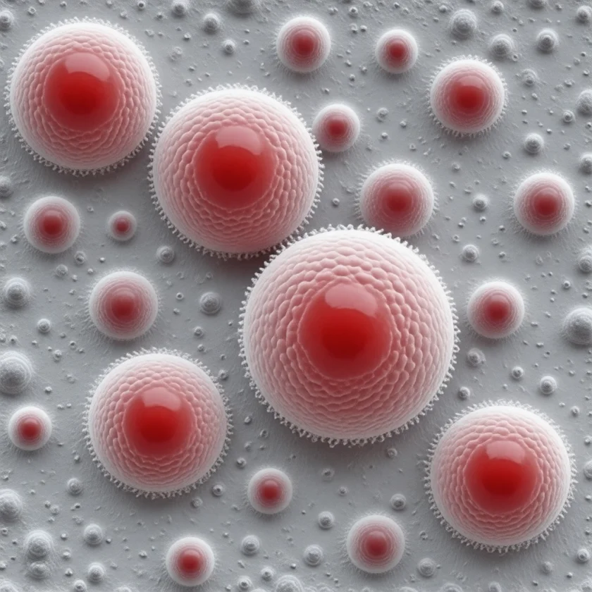 Burst red blood cells among intact ones
