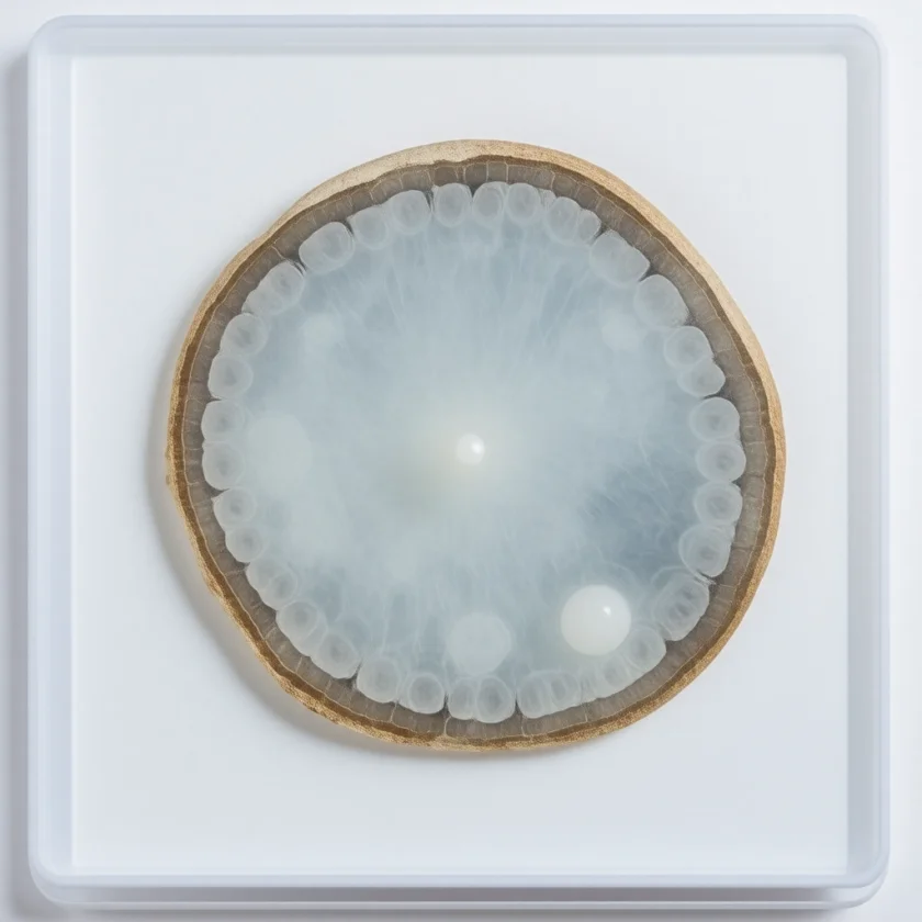 A living cyst in brain tissue with its larva