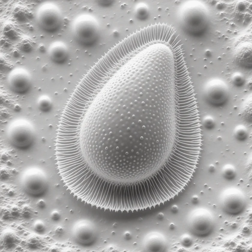 A trichomonad resting on lining cells
