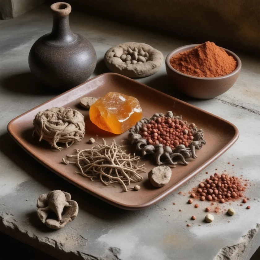 Plant, wine and mineral materials of ancient medicine