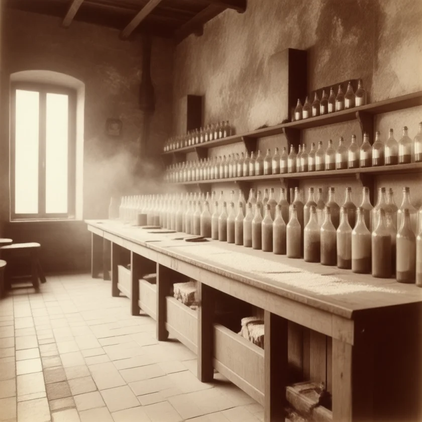A Paris pharmacy workroom of the 1820s