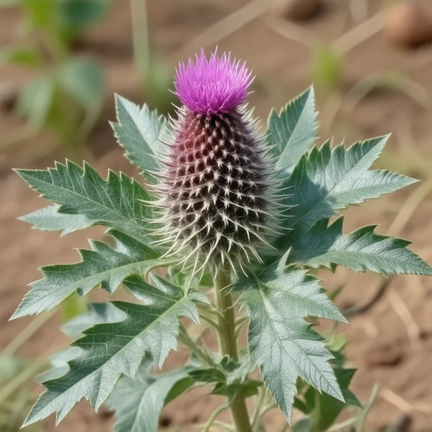 Milk thistle in flower