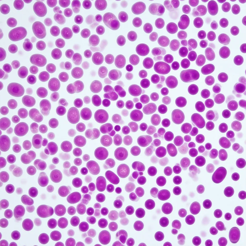 Dye-stained blood cells, a technique Ehrlich pioneered