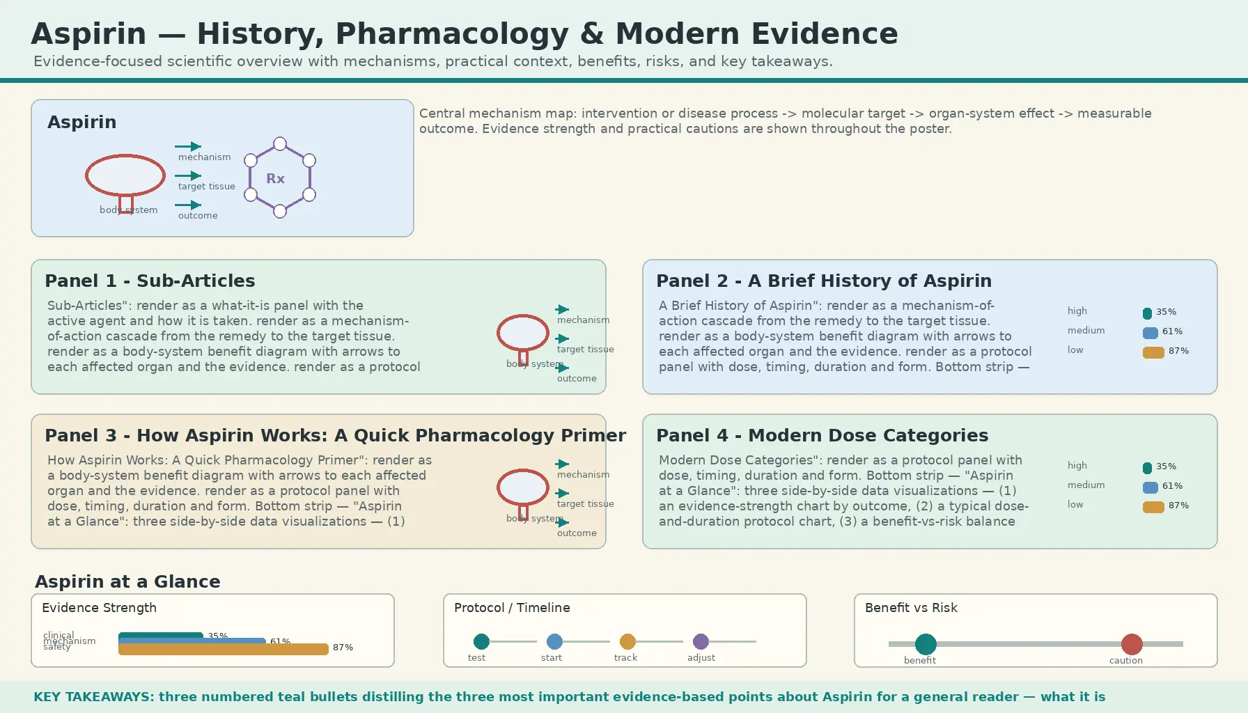 Aspirin — scientific infographic poster