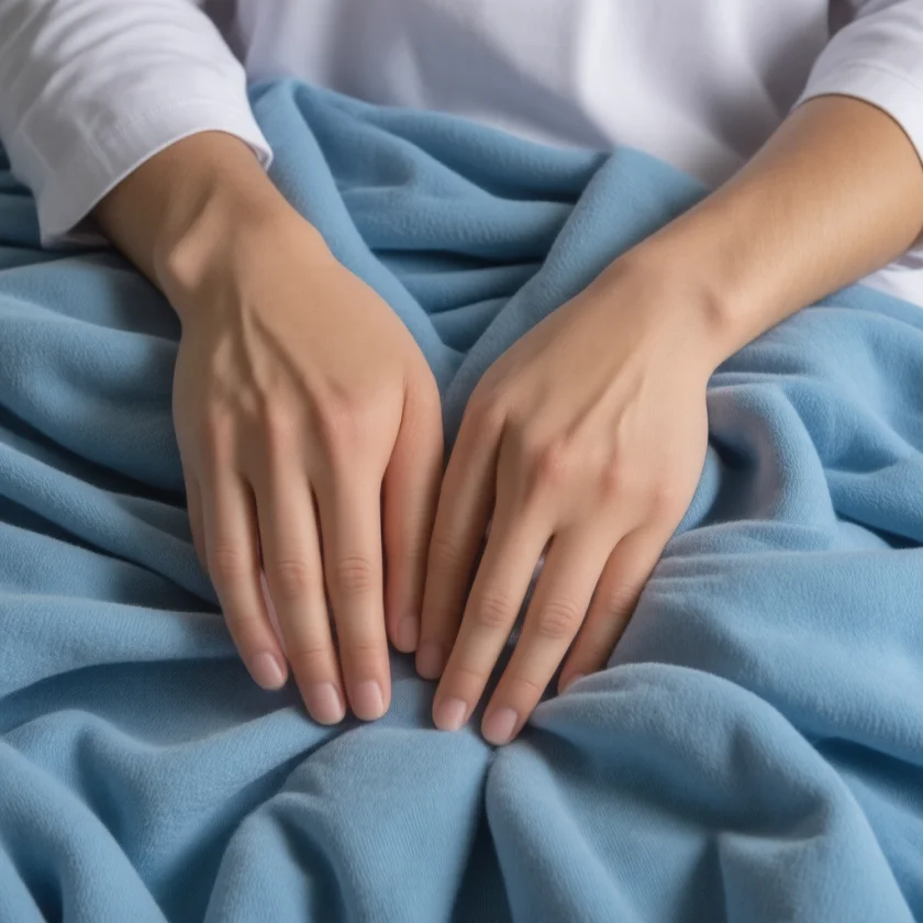 Hands resting lightly during a Reiki session