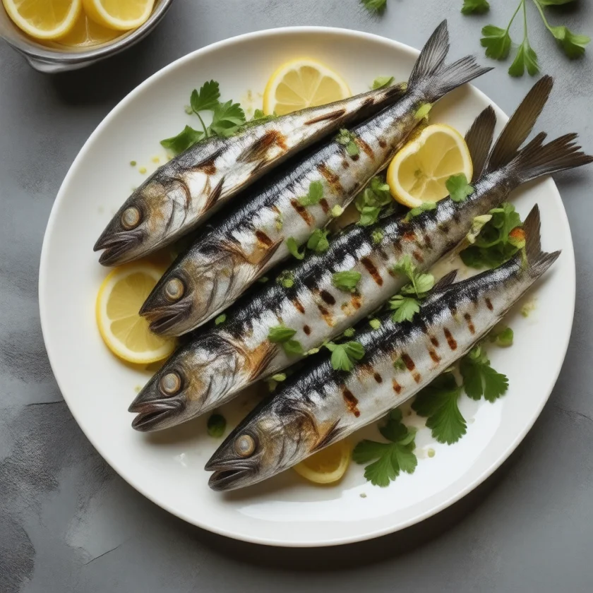 Grilled sardines, rich in omega-3 fats