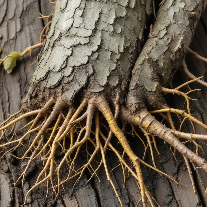 Barberry root, its yellow wood rich in berberine