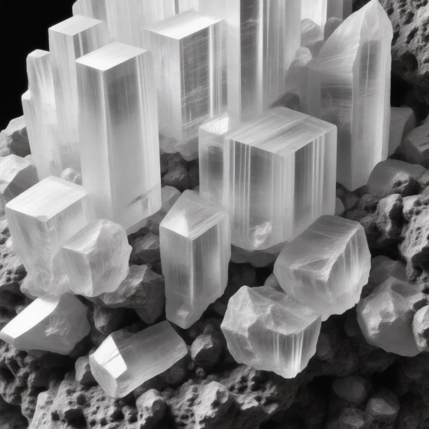 Myo-inositol crystals, magnified
