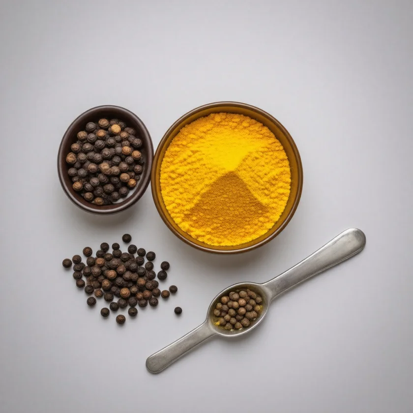 Turmeric with black pepper, which raises curcumin absorption
