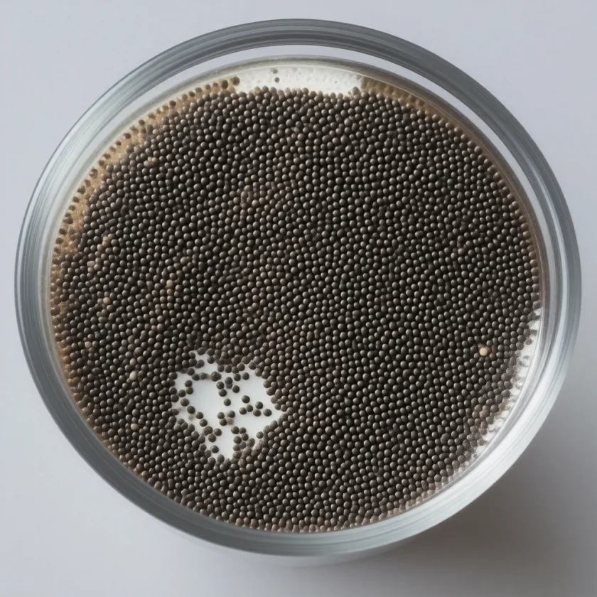 Chia seeds forming a gel in water