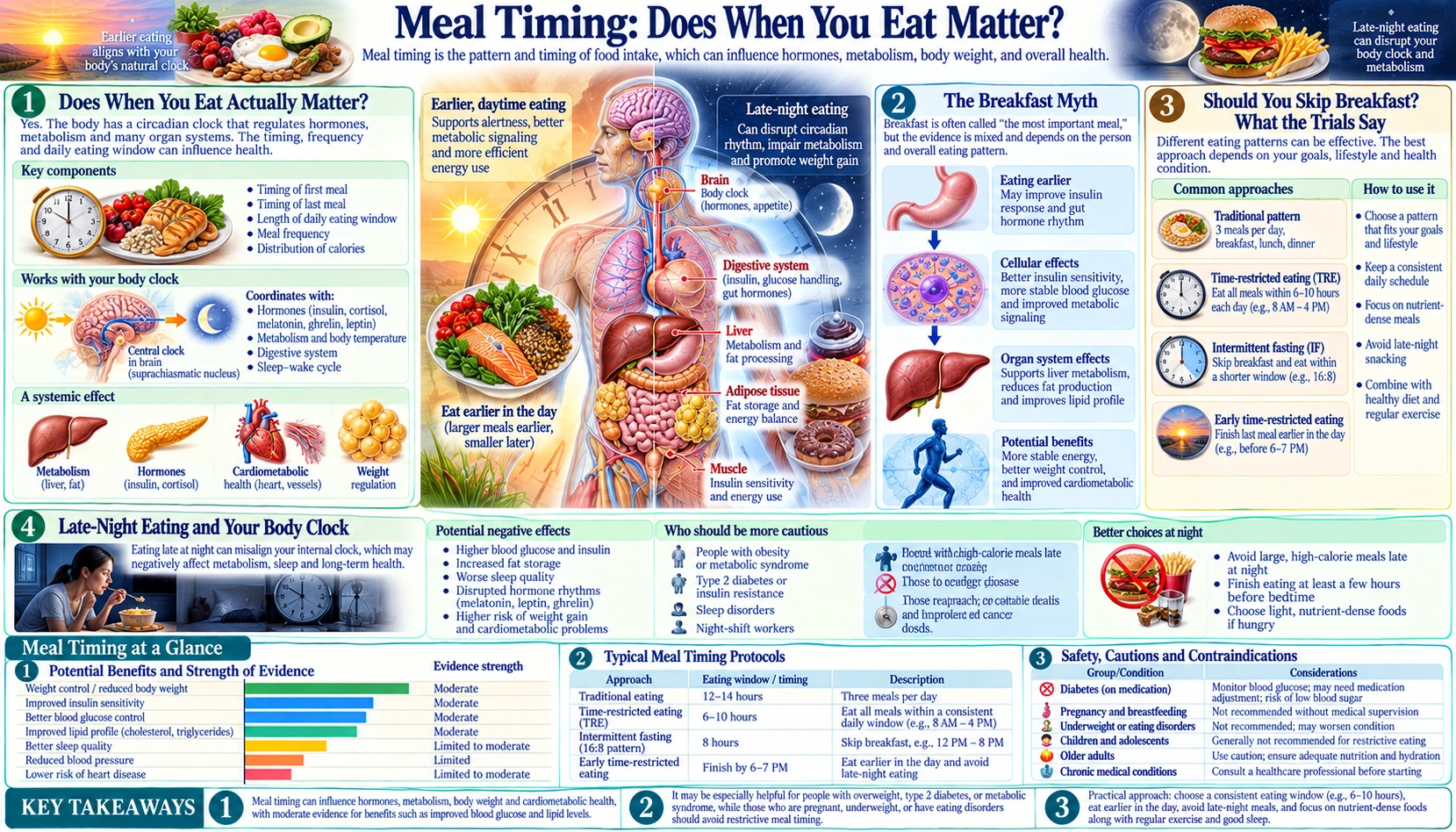 Meal Timing — scientific infographic poster