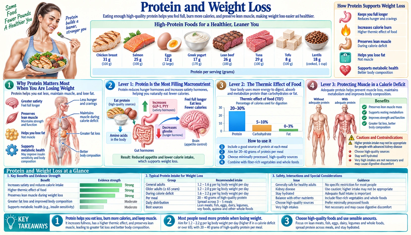 Protein and Weight Loss — scientific infographic poster