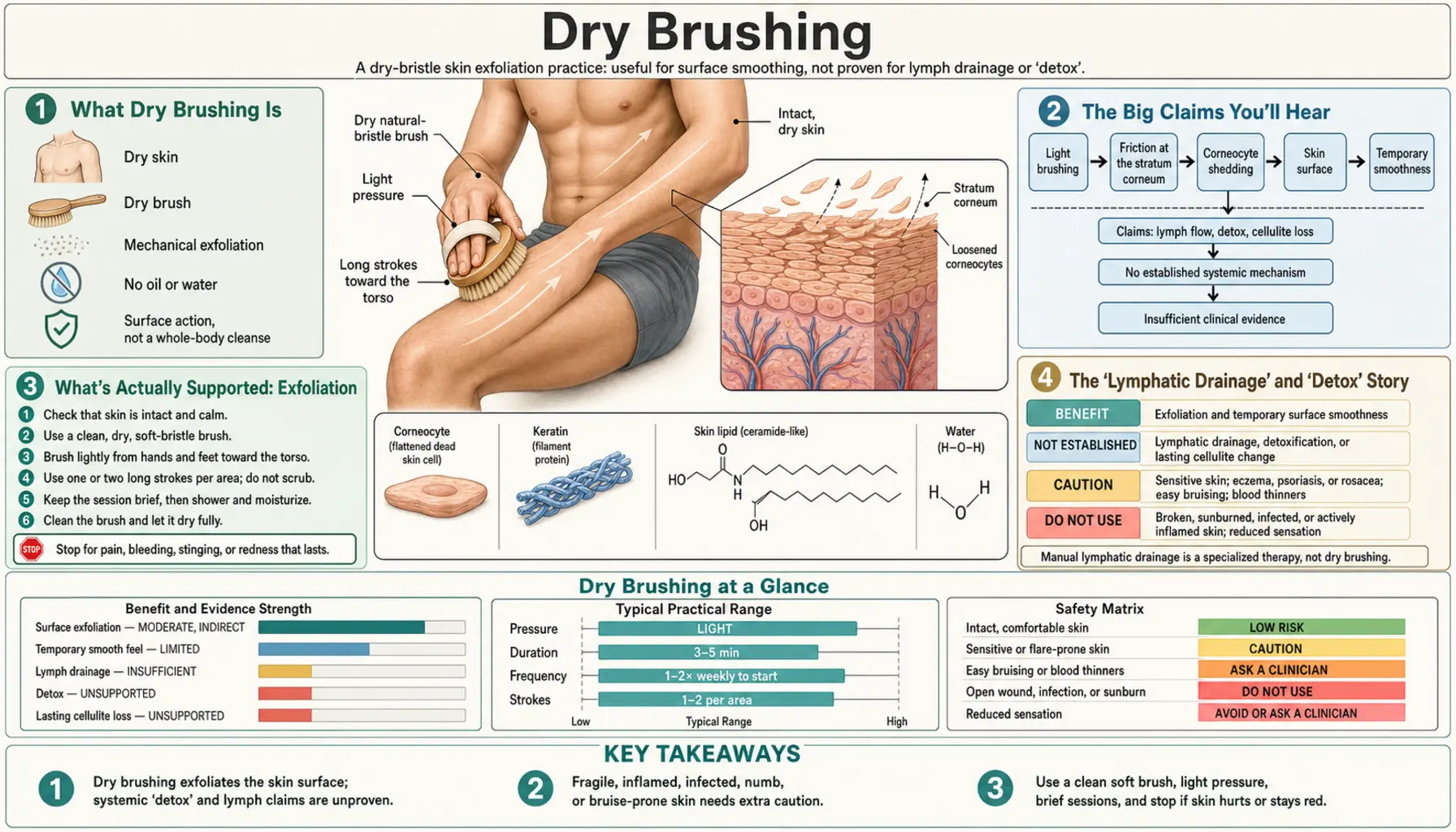 Dry Brushing — scientific infographic poster