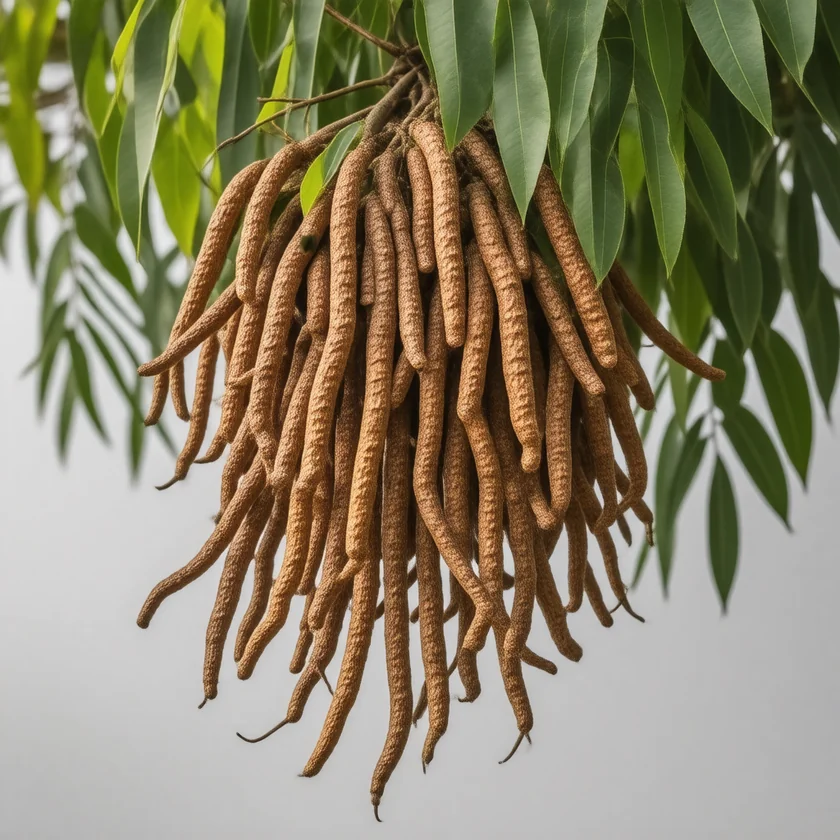 Tamarind pods ripening on the tree