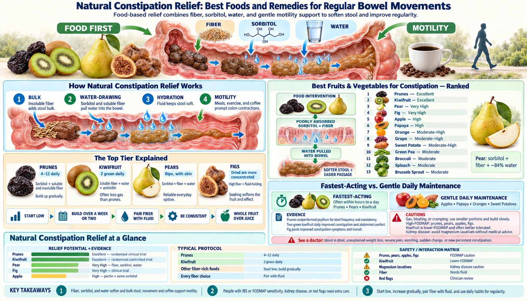 Natural Constipation Relief — scientific infographic poster