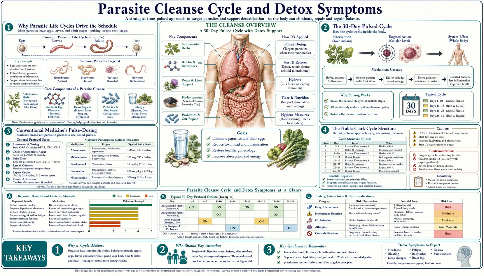 Cycle and Detox Symptoms — scientific infographic poster