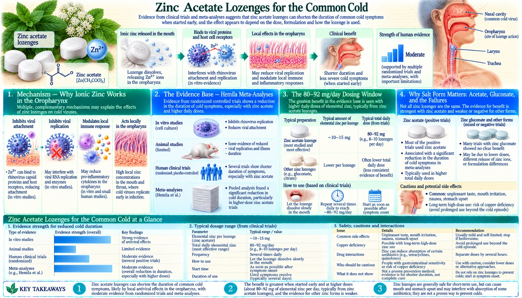 Zinc Acetate Lozenges — scientific infographic poster
