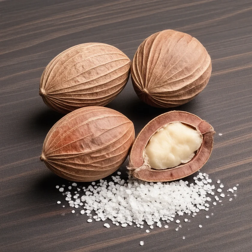 Whole and grated nutmeg seed