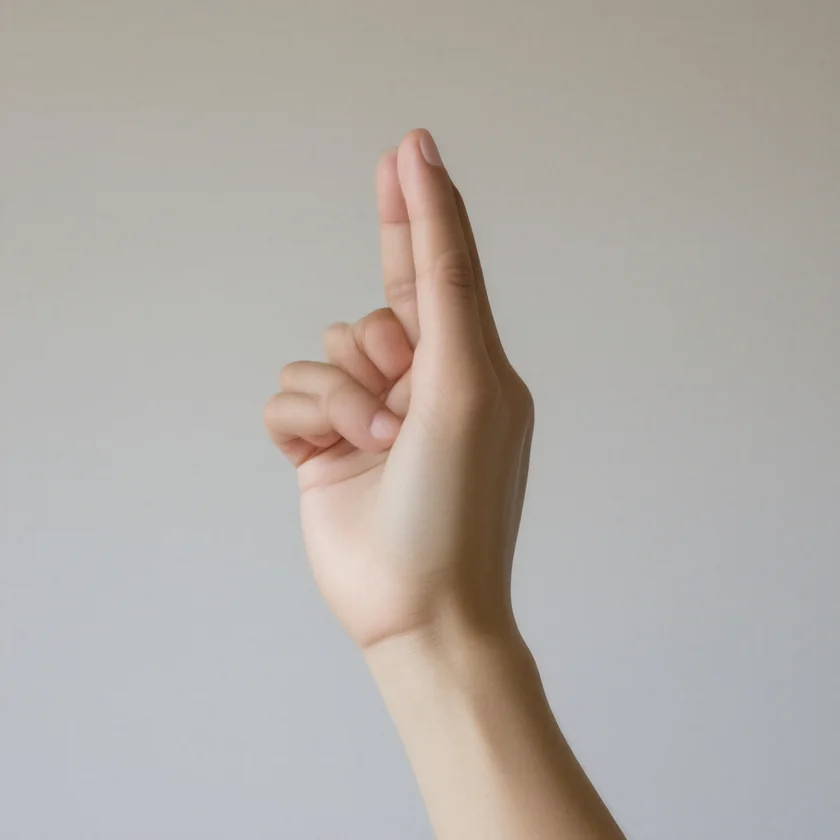 The hand position used in alternate-nostril breathing