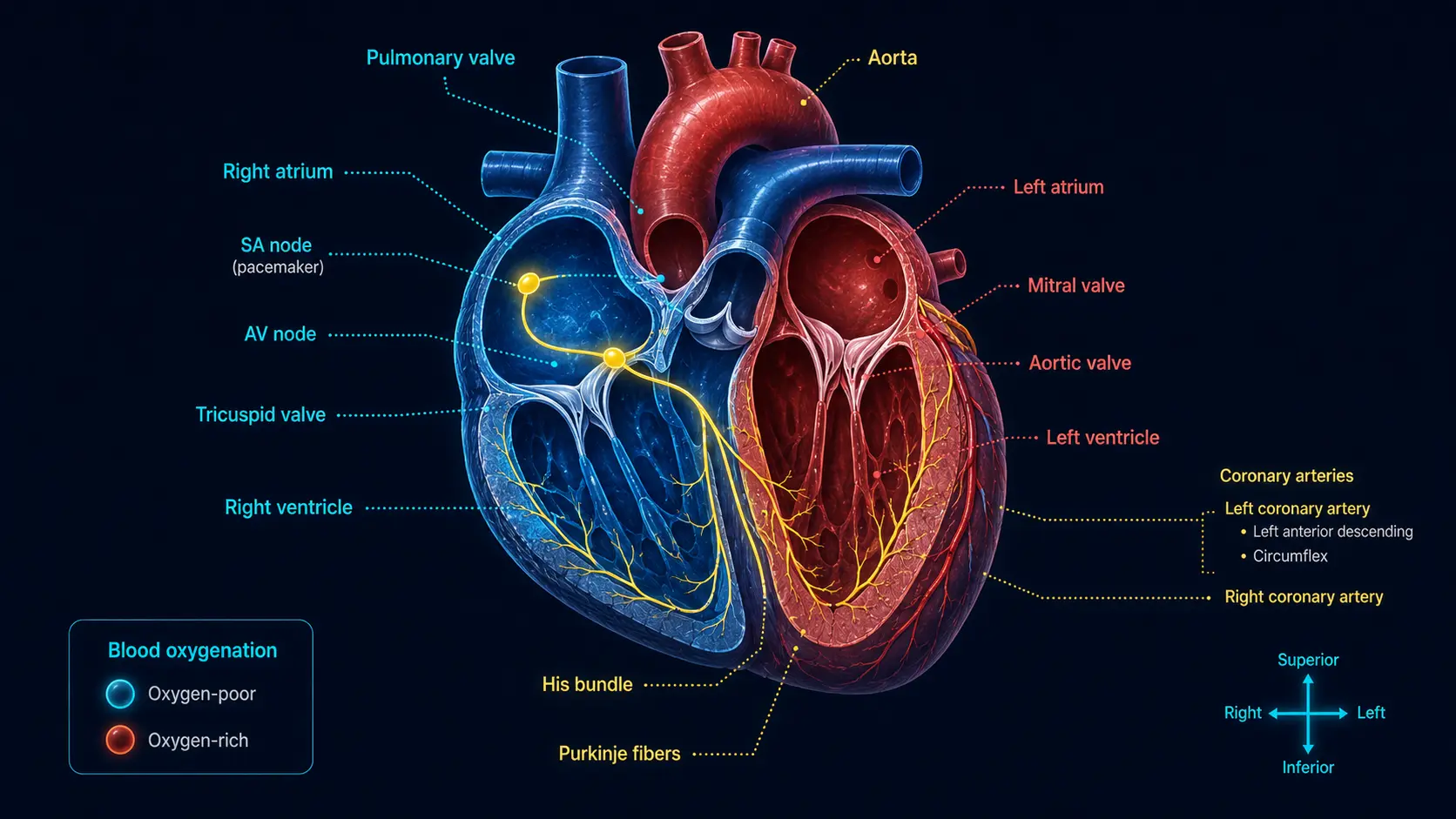 Sleep stages: 90-minute cycles through N1, N2, N3, REM