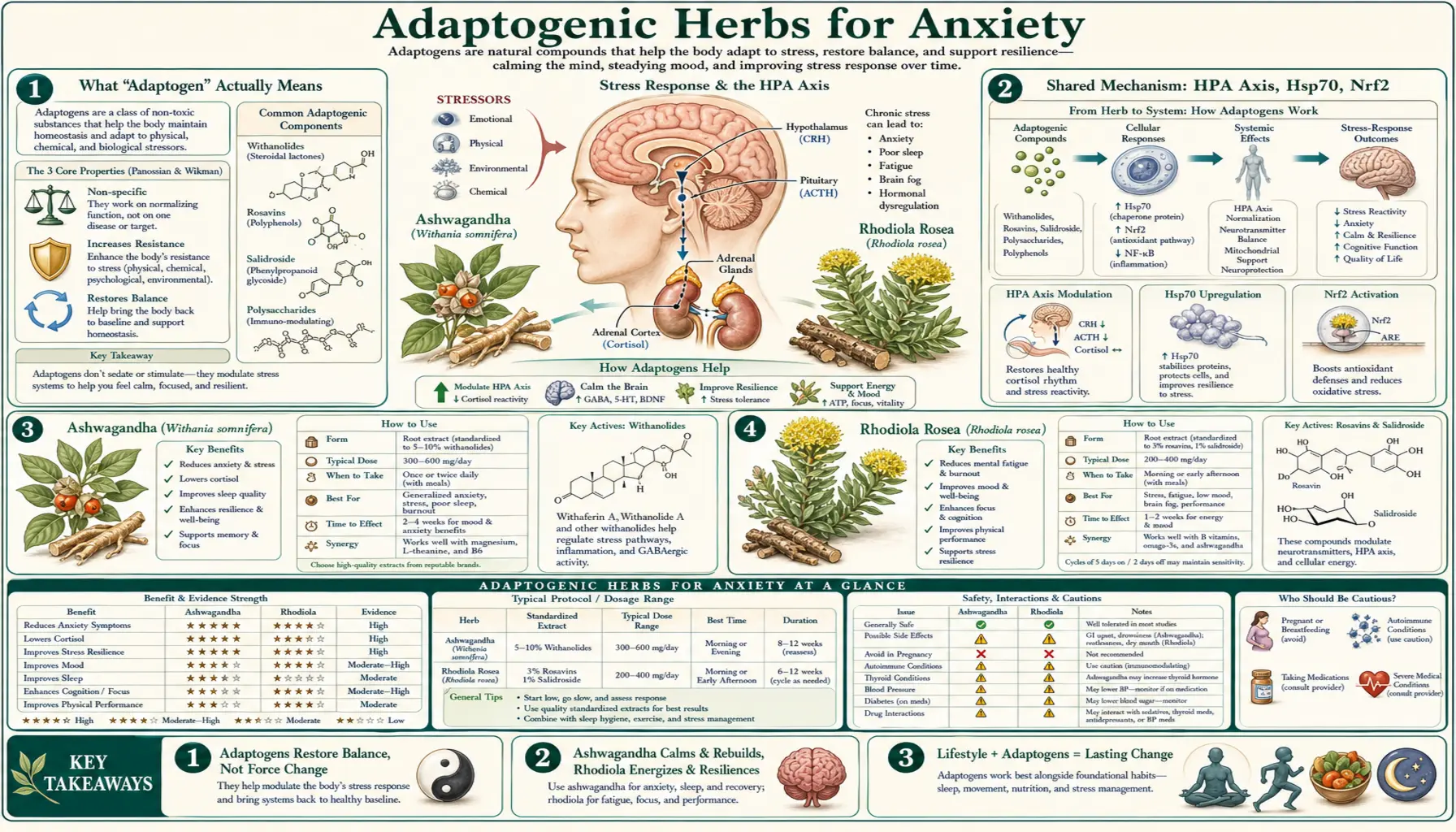 Adaptogenic Herbs — scientific infographic poster