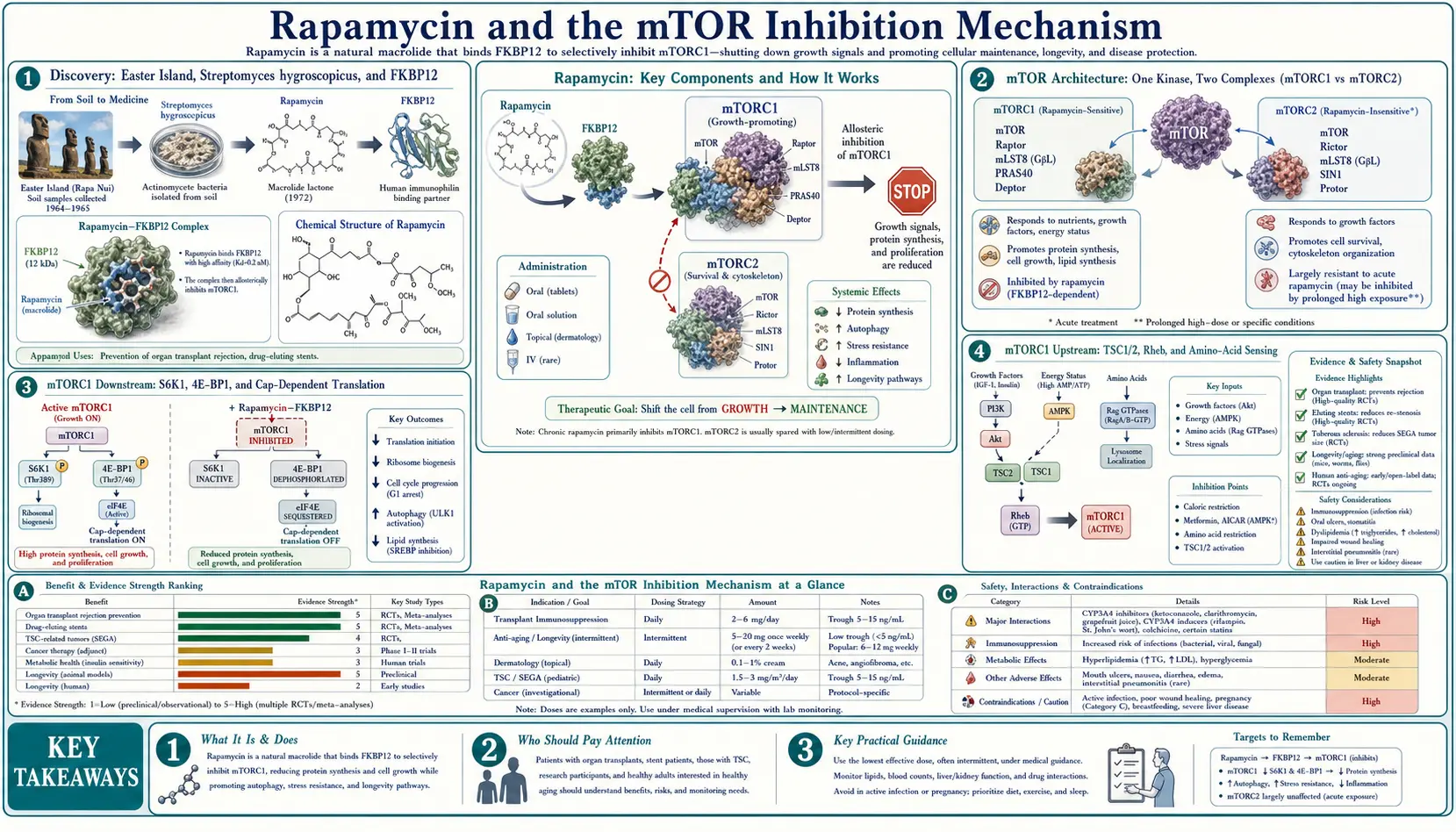 mTOR Inhibition Mechanism — scientific infographic poster