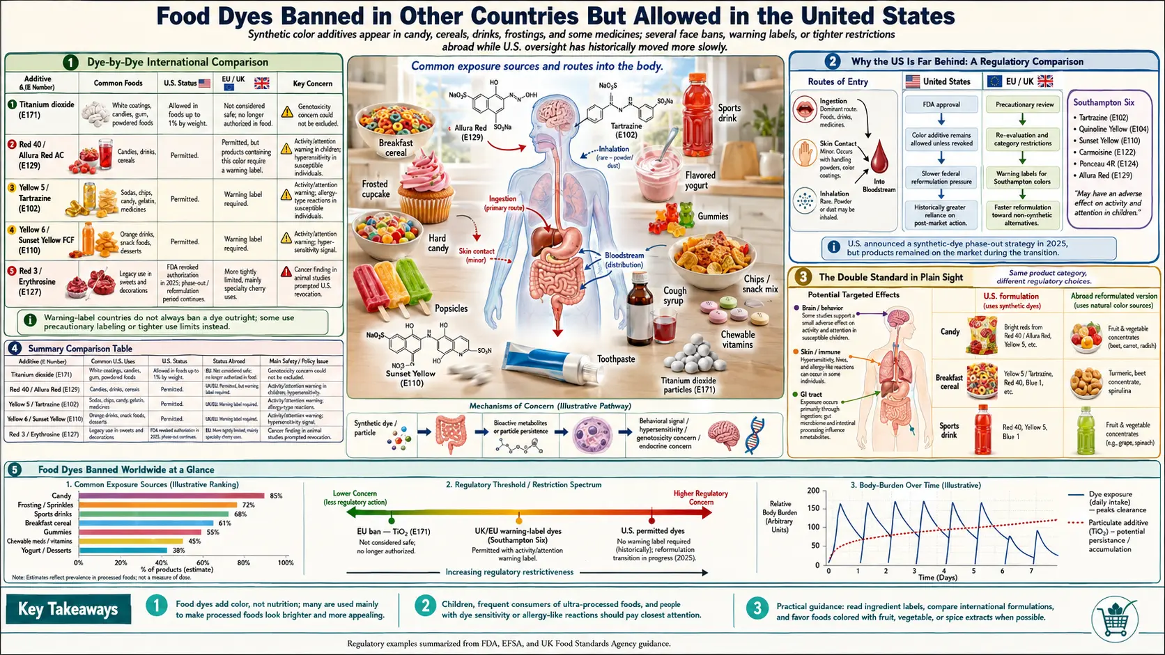 Food Dyes Banned Worldwide — scientific infographic poster
