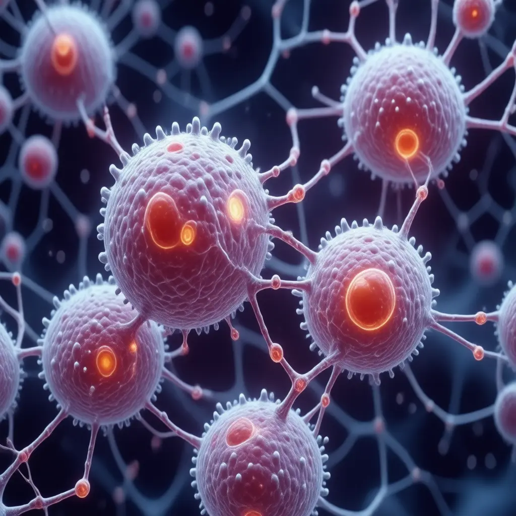 Microscopic view of MSG (Monosodium Glutamate) cellular damage