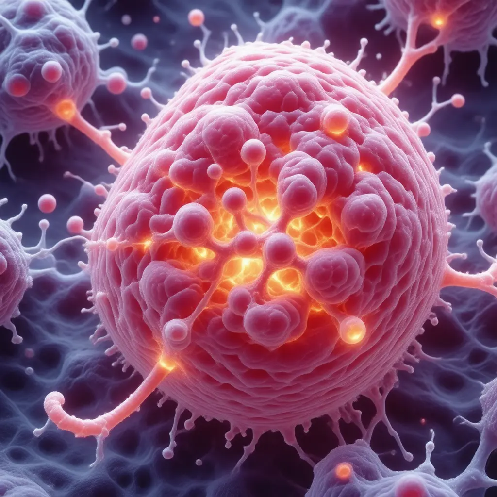 Microscopic view of Ultra-Processed Foods (UPF) cellular damage