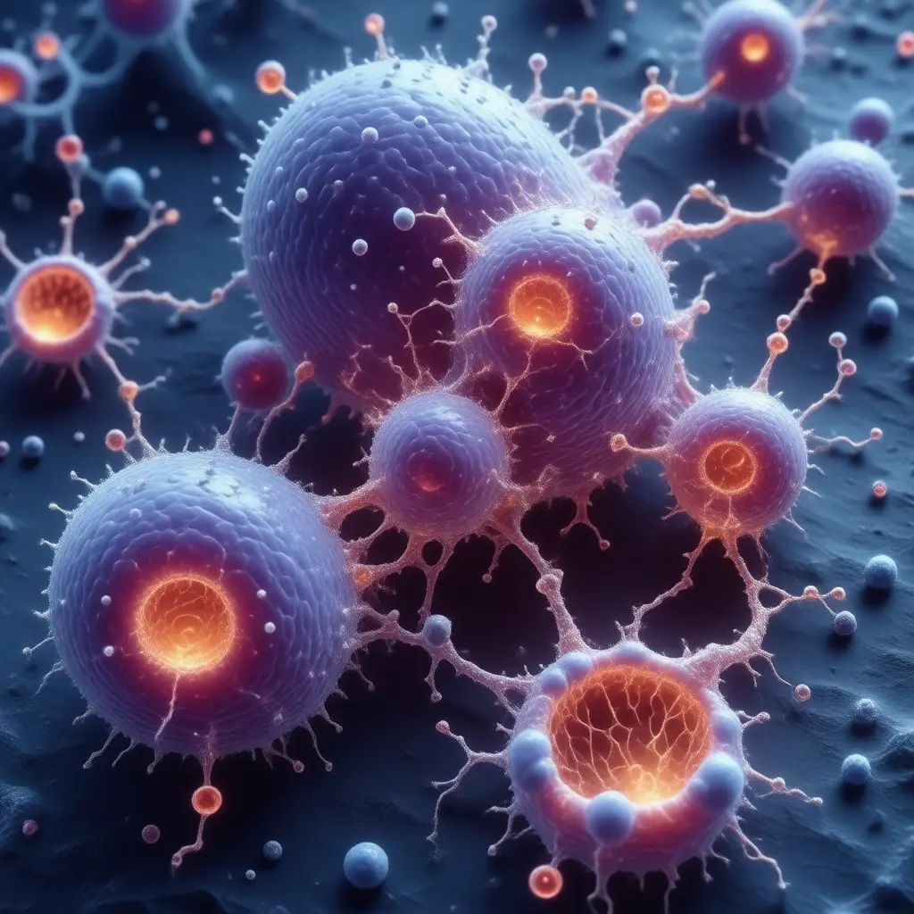 Microscopic view of Heavy Metals in Food cellular damage
