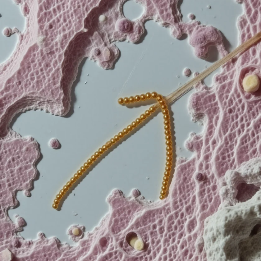 An asbestos body in lung tissue