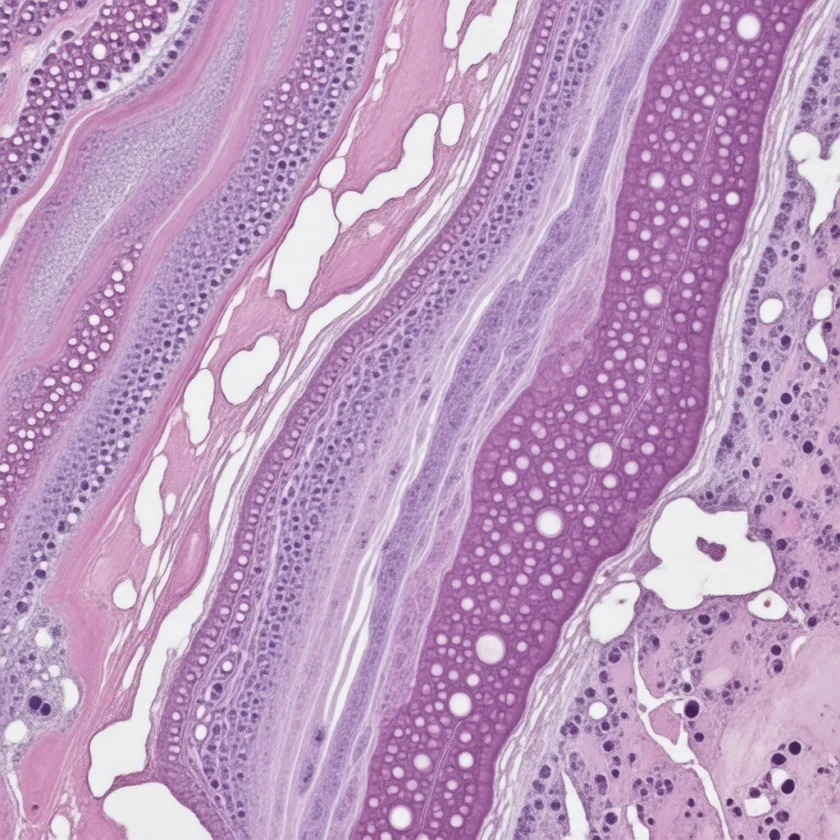 An artery wall with calcium deposits