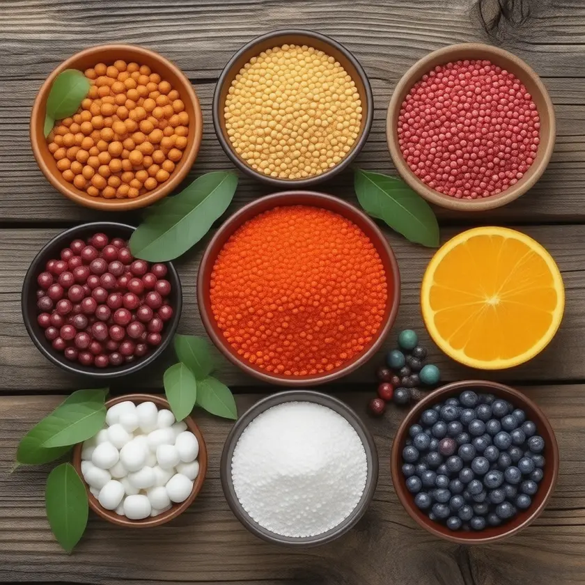 Still-life of foods rich in Vitamin B4 (Choline)