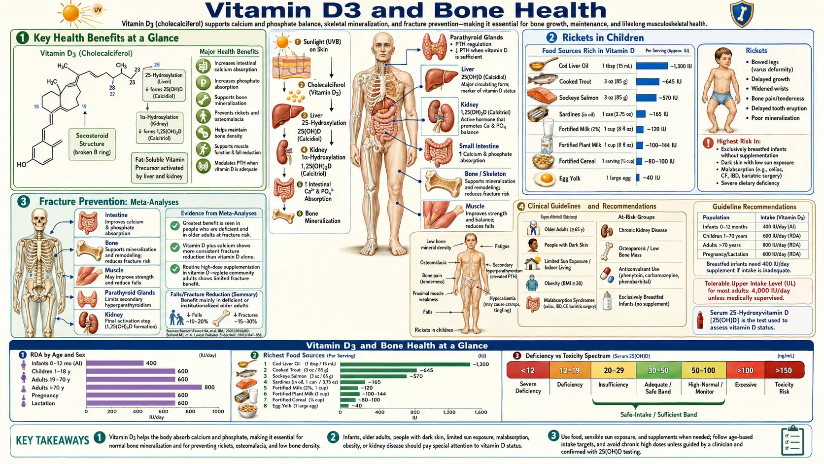 Vitamin D3 and Bone Health — scientific infographic poster