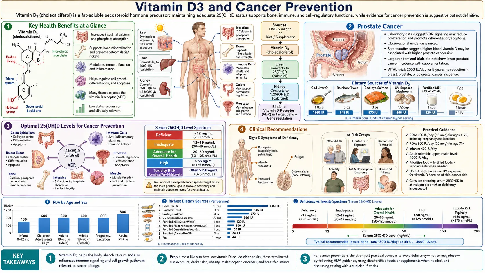 Vitamin D3 and Cancer Prevention — scientific infographic poster
