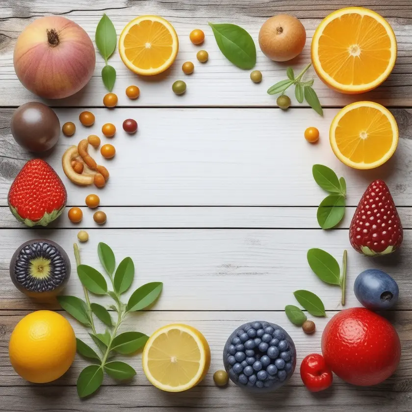 Still-life of foods rich in Vitamins