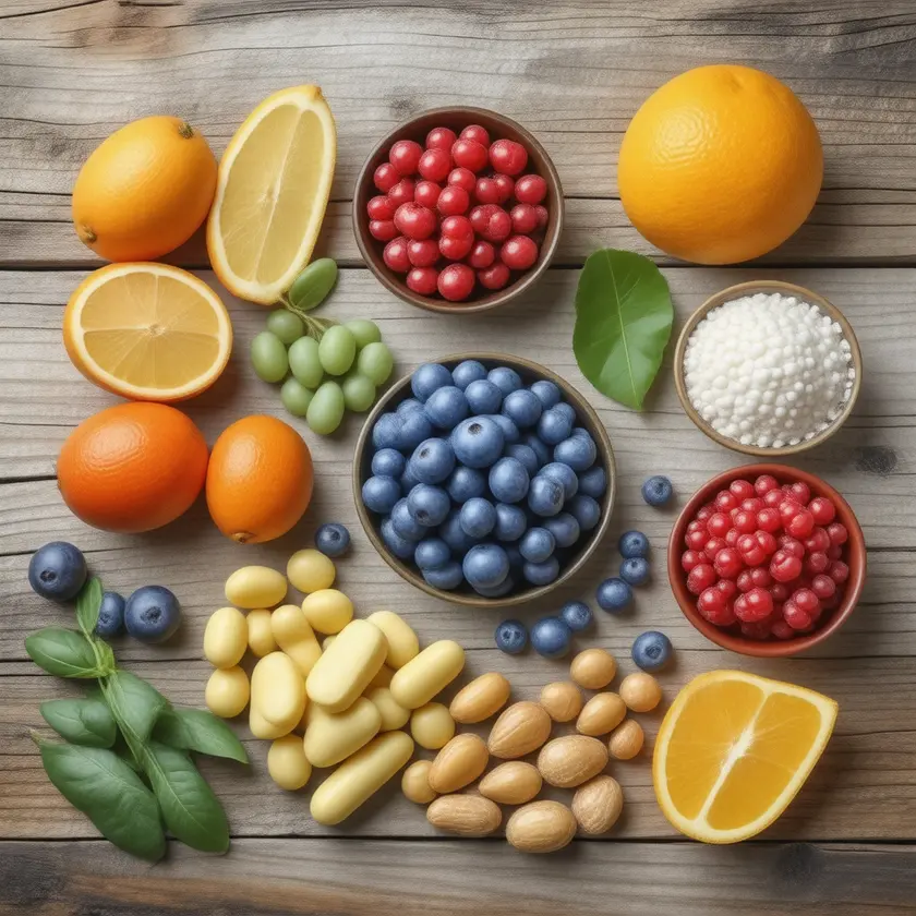 Still-life of foods rich in Vitamin B5 (Pantothenic Acid)