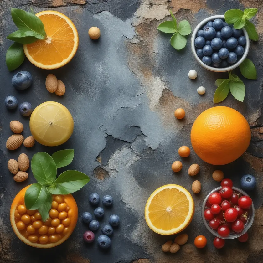 Still-life of foods rich in Vitamin B7 (Biotin)